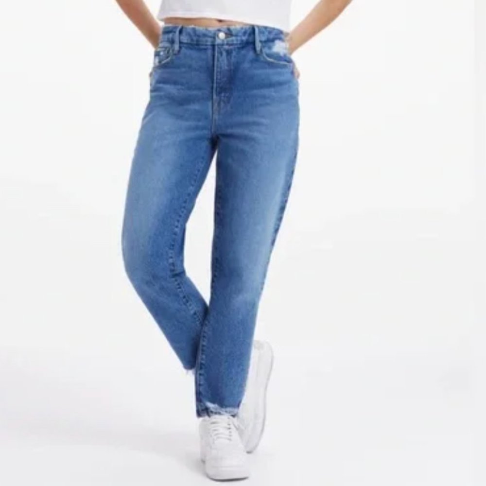 Good American High Waist Straight Leg Stretch Jeans (Indigo 250)